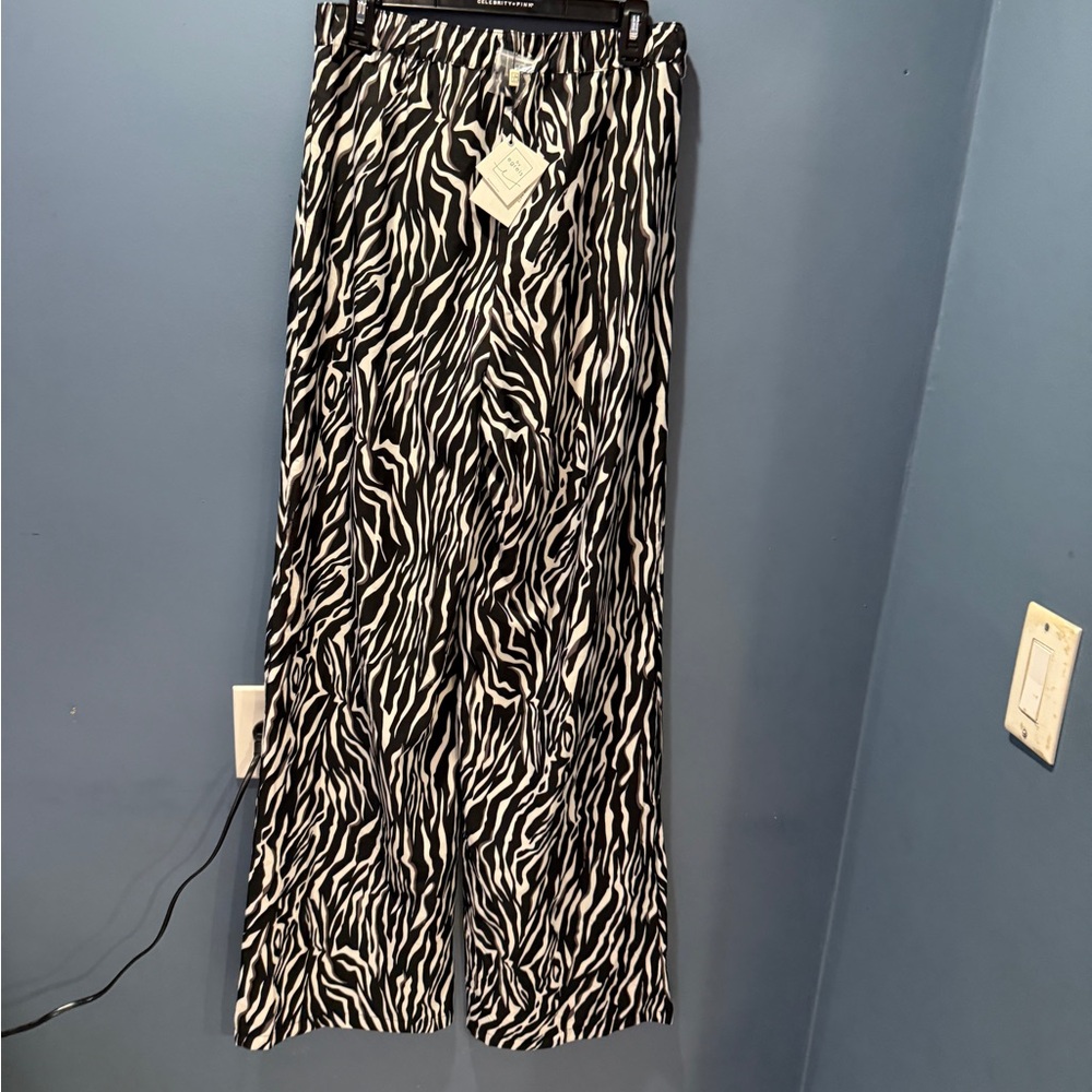 Zebra Print Wide-Leg Pants